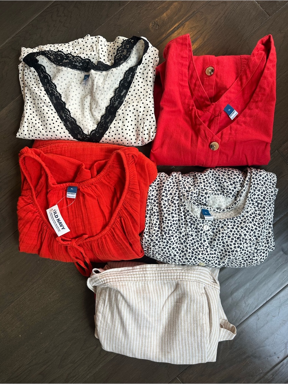 LOT OF 5 - Old Navy Dresses/Romper - Red/Neutrals - X/XL